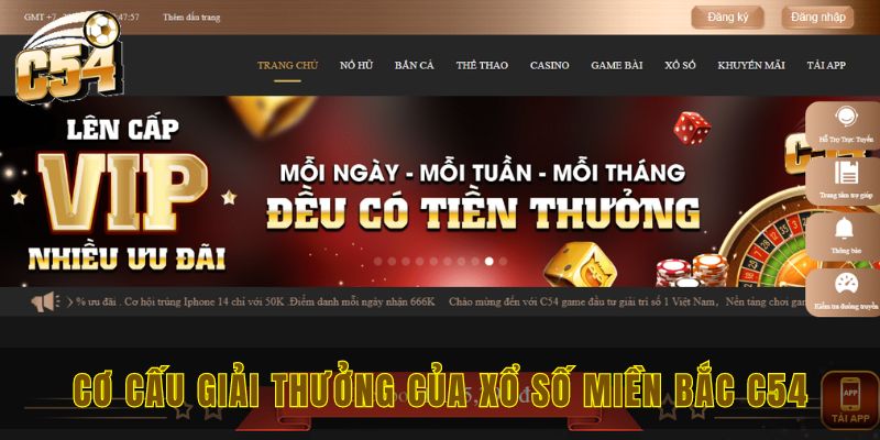 Cơ cấu giải thưởng khi tham gia xổ số miền Bắc C54