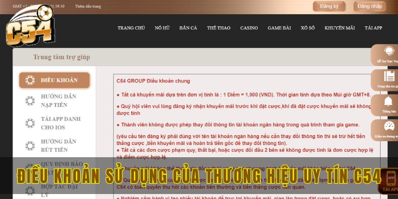 Điều khoản sử dụng của thương hiệu uy tín C54